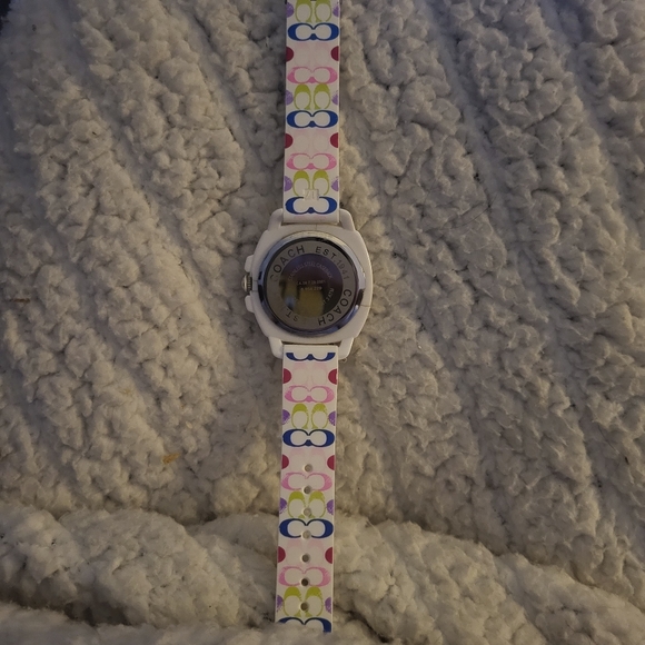 Coach White and Silver Watch Silicone Watch Band - Picture 3 of 6